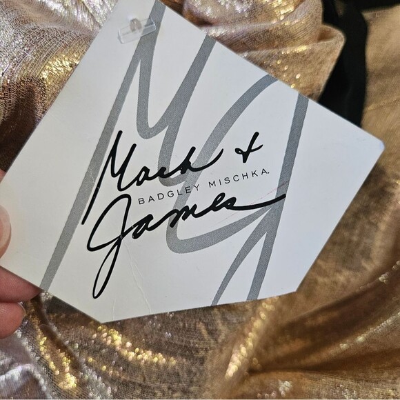 NWT Badgley Mischka by Mark and James gold cocktail dress size 0 - Picture 7 of 8